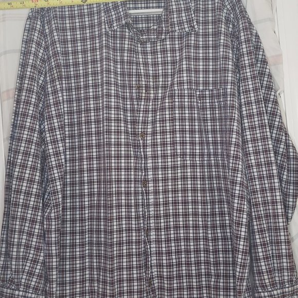Men's Cherokee button-up shirt Size XXL, burgundy navy and white plaid - Picture 2 of 4